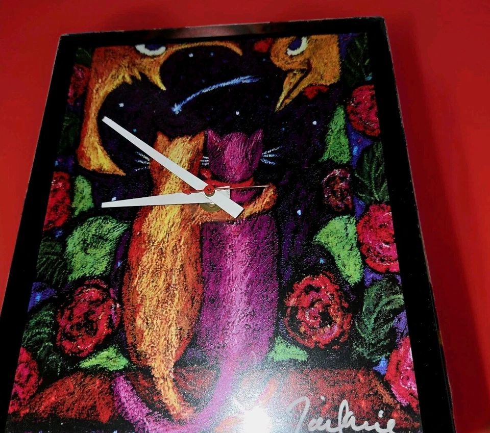 Gentle Happy Night Cats Clock Signed By Zak Zaikine - Image 2 of 4