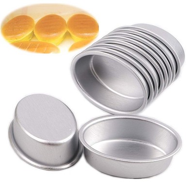 10 PCS Mini Oval Egg Shape Aluminum Alloy Cake Pan Cheese Mold Bread D00