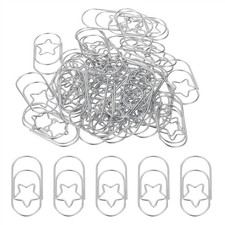 2x1 Inch Large Paper Clip, 50 Pcs Metal Star Paper Clip Cute Bulk, Silver Tone
