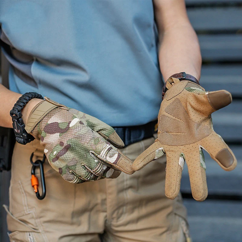 Mens Gloves Combat Tactical Hunting MultiCam Camo Lightweight Touchscreen Bike - Image 4 of 4