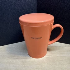 TAKENAKA Mug with Lid from Bento Box from Japan (Tangerine Orange) Lunch Soup