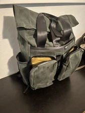 VerBockel 'Day Pack' Roll Top Backpack 2.0 in army waxed canvas and tan xpac