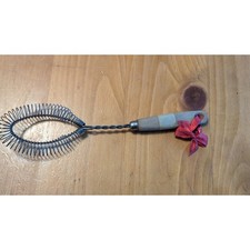 Vintage Wood Handle Spring Coil Wire Whisk Primitive Egg Beater Farmhouse