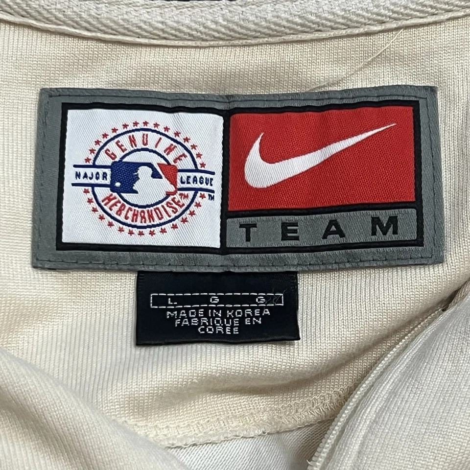 Camisa De Colección Nike Chicago White Sox Media Cremallera Para Hombre Grande Beige Negro Equipo MLB Foto 3 de 4