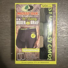 NIB Mossy Oak 4-Pair Small 28-30 Mens Boxer Briefs Underwear Hi-Visibility Camo