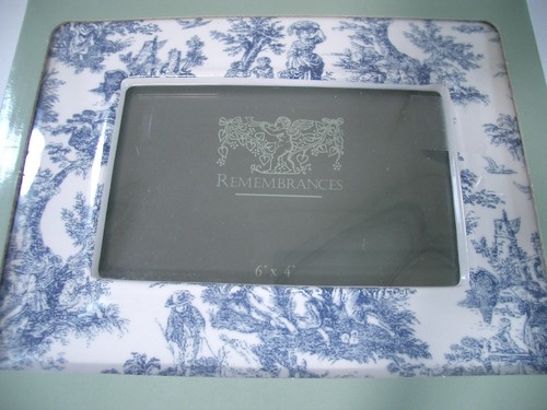 French Country Blue & White Ceramic Photo Frame Holds 6" x 4" Photo - Picture 3 of 5