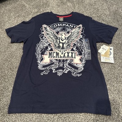 NWT Company 81 Mens Short Sleeve T-Shirt navy blue with bold design 