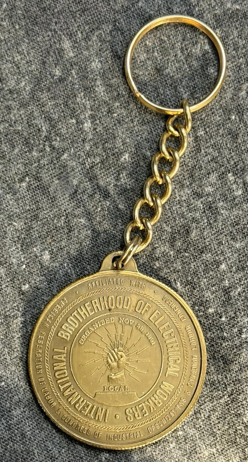 VTG IBEW Iconic Logo Key Fob Ring Keychain Ohms Law image 2