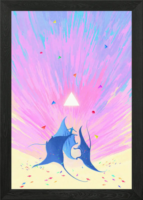 Mantarochen und bunter Himmel gerahmtes Wandbild Poster Leinwanddruck Bild