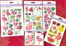 YOU CHOOSE - FLAMINGOS & SUMMER FUN - RARE HARD TO FIND STICKERS DOODLEBUG -FIT