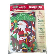 Dimensions Felt Works Applique Christmas Banner Kit 8106 Santa Reindeer NOS
