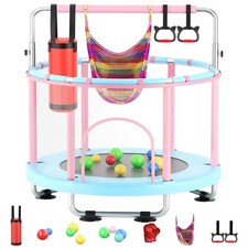 55" Toddler Mini Trampoline for Kids, Indoor Outdoor Toys with Swing,440lbs Baby