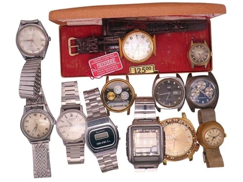 12 Vintage SEIKO BENRUS MARC ECKO TIMEX FOSSIL CHRONOGRAPH WATCHES WATCH lot