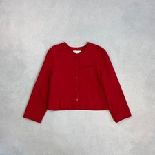 VINTAGE YVES SAINT LAURENT RED CROPPED WOOL JACKET CARDIGAN BLAZER UNISEX Sz 42