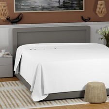 100 Cotton Queen Flat Sheet Only, Cool Crisp Queen, 01 - Arctic White