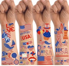 100 PCS 4th of July Temporary Tattoos Fourth of July Tattoos Patriotic Stickers