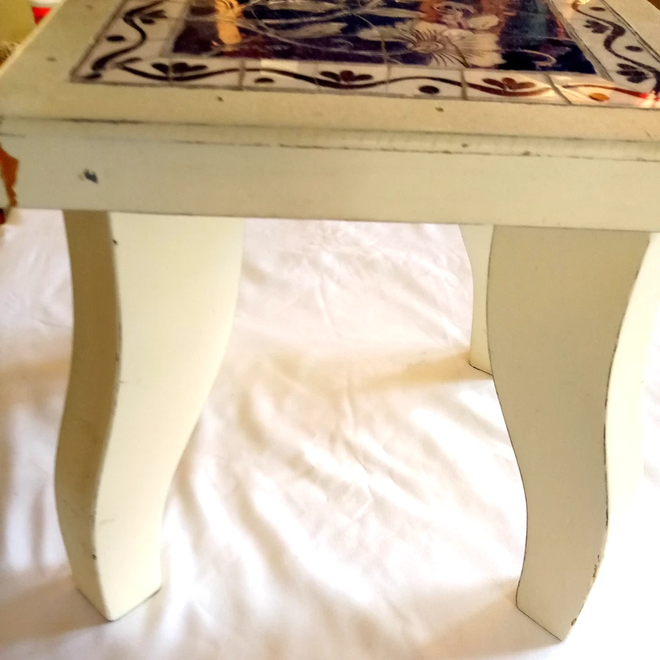 Soporte de planta de mosaico azul y blanco vintage 10 X 10 X 10 pulgadas Foto 3 de 4