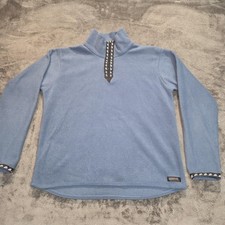 Kerrits Pullover Womens XL Blue Fleece Mock Neck Quarter Zip Equestrian Made USA