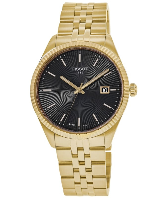 Новые мужские часы Tissot Ballade с черным циферблатом и желтым кварцем T156.410.33.051.00