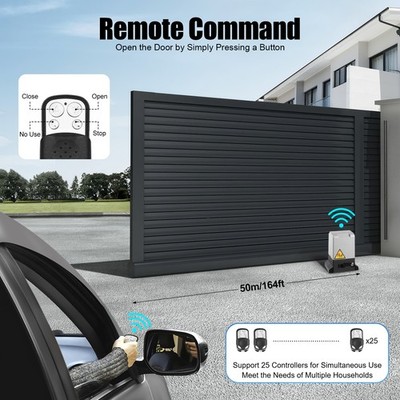 Electric Sliding Gate Opener Automatic Motor Kit 3968 LBS Heavy Duty W/ 2 Remote