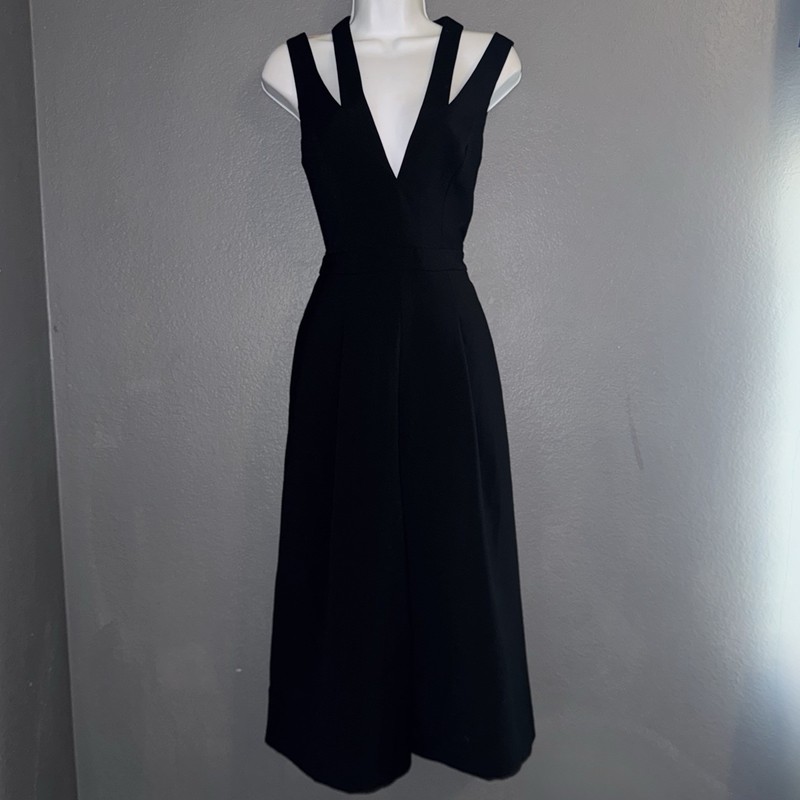 BCBGMAXAZARIA Black Halo Jackie O V-Neck Wide Strap Jumpsuit Romper Womens XS