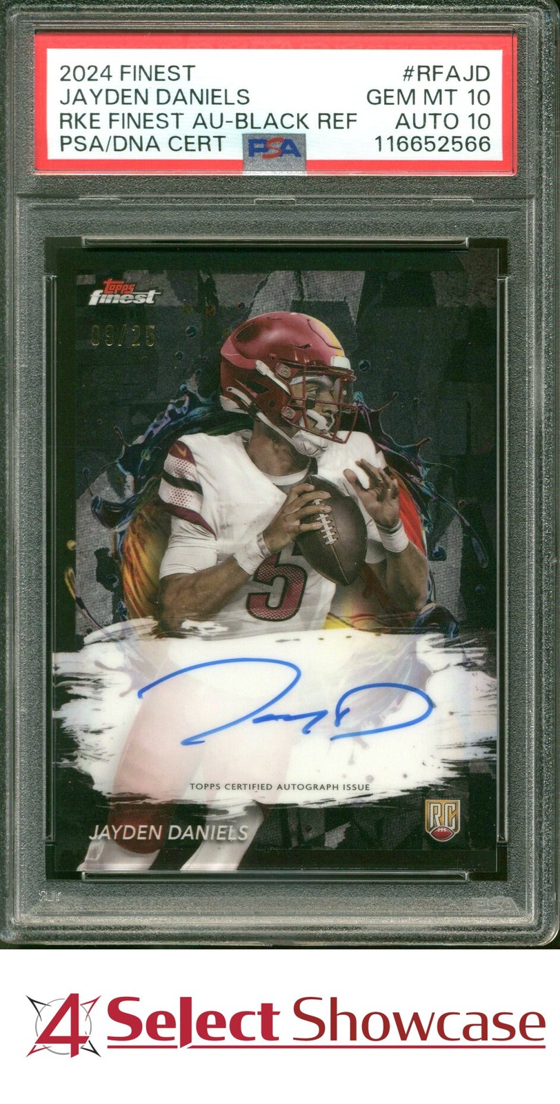 Jayden Daniels Topps Finest Rookie Finest Autographs #RFAJD Black Refractor
