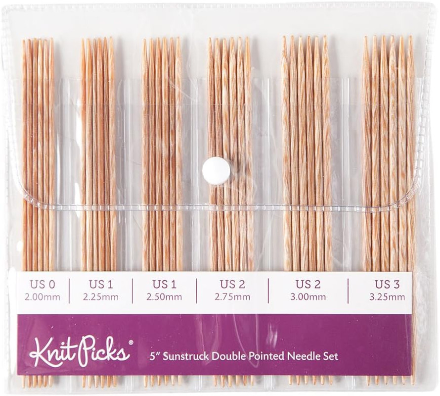Double Pointed Wood Knitting Needle Set (Sunstruck 5")