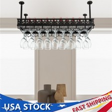 Ceiling Wine Glass Rack 35'' x 13" Hanging Wine Glass Rack Adjustable Bar