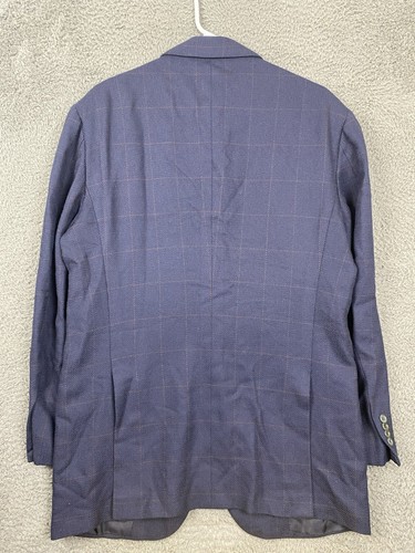Men's Kiton Napoli 100% Cashmere Blazer Jacket Plaid- IT Size 52 (FLAW) Blue Red - Picture 3 of 15