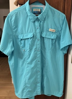 Magellan Outdoors Laguna Madre Shirt Men's 2XL Aqua Short Sleeve Fishing Vented