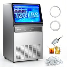 VEVOR Commercial Ice Maker 120Lbs/24H Ice Machine 33Lbs Storage Bar Restaurant