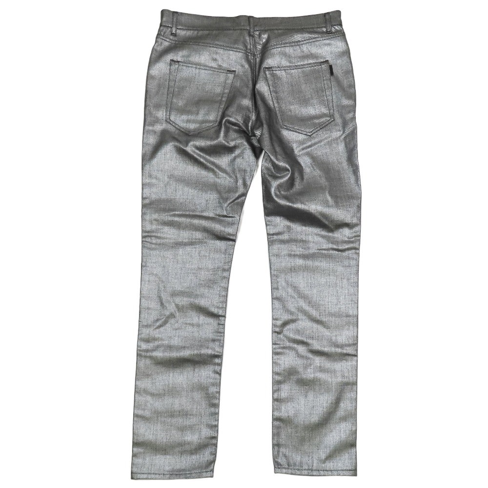 18Ss Saint Laurent Paris D02 M Sk Lw Denim Metallizzato Zip Fly 30 Argento Uomo