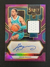 Amari Bailey 2023-24 Select Rookie Auto Jersey Relic Purple /99 Hornets 