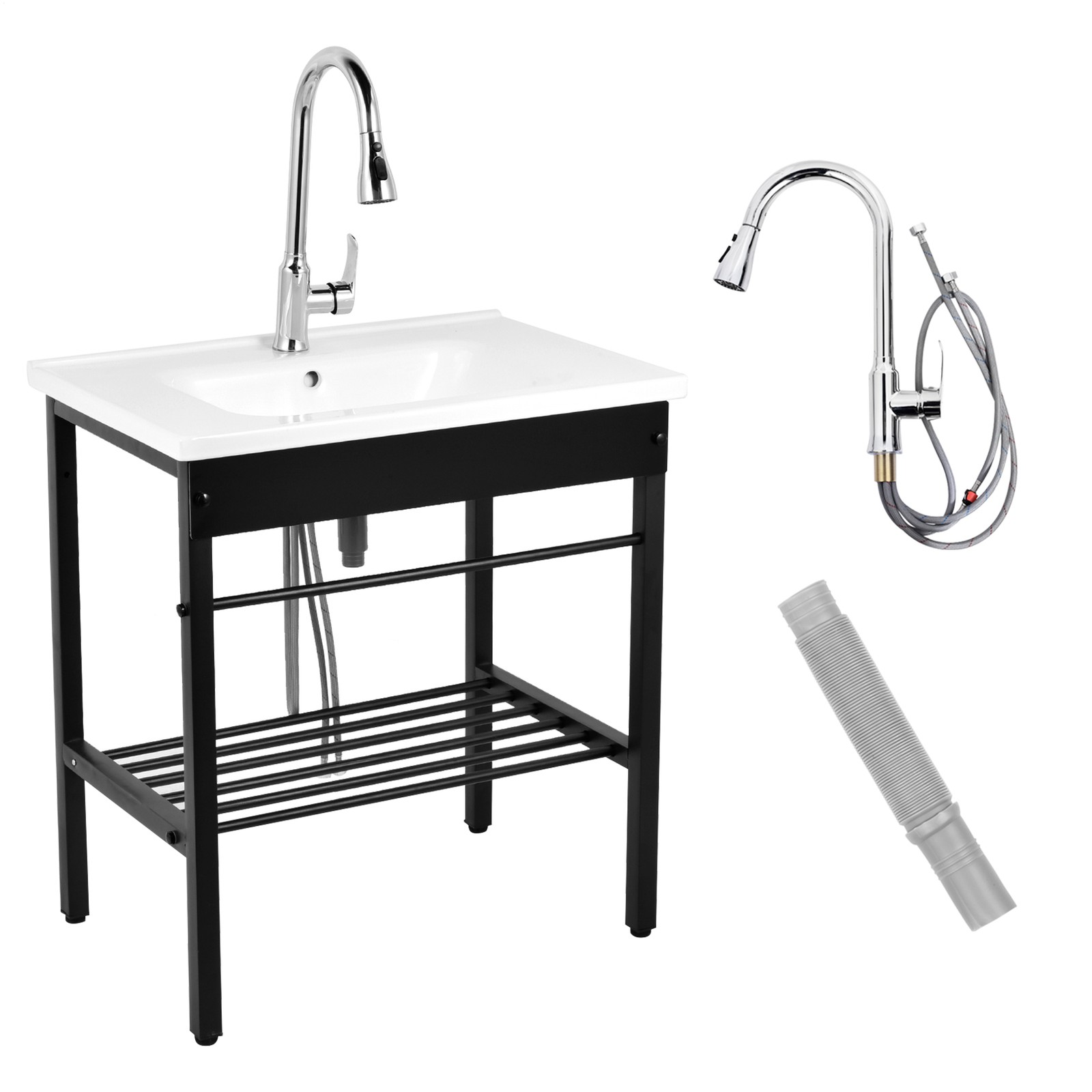 Freestanding Bathroom Console Sink Utility Ceramic Sink With Bracket Brand New