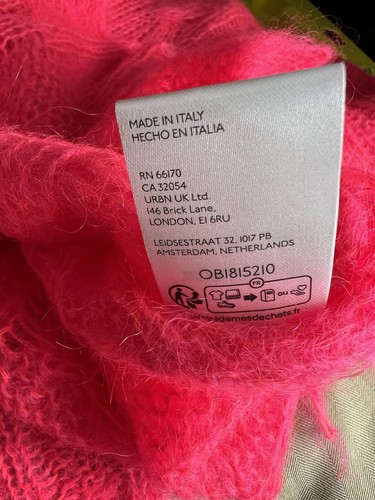 Anthropologie The Posey Stitchy Distressed Sweater Medium Neon Pink Oversized - Picture 16 of 16
