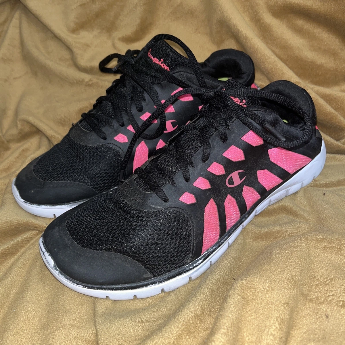 Women s Champion Solstyce Hot Pink Black Tennis Athletic Walking Shoes Sz 10