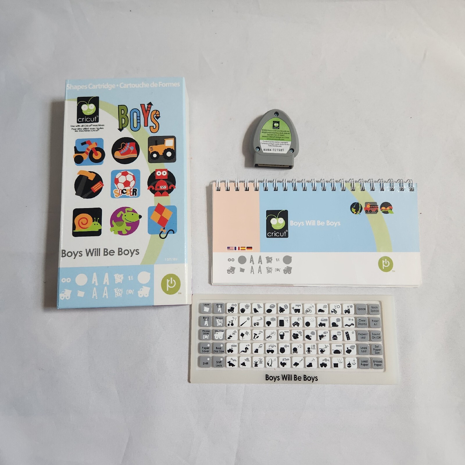 Cricut Cartridge BOYS WILL BE BOYS, Animals Vehicles Sports Block Font