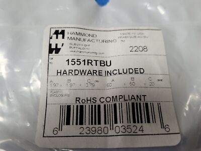 (1 PC) 1551RTBU HAMMOND BOX ABS TRN BLUE 1.97''L X 1.97''W ROHS