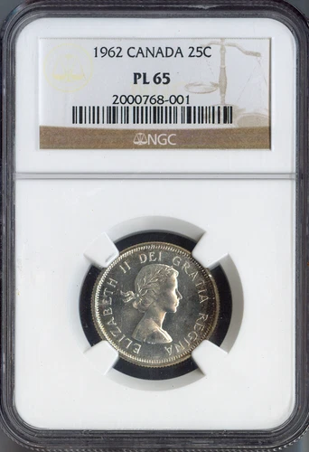 1962 Canada Silver 25 Cents 25C NGC PL65 Quality