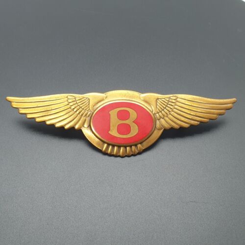 Vintage Rolls Royce Bentley Winged Red Enamel Automobile Grill Badge/Mascot - Photo 1/6