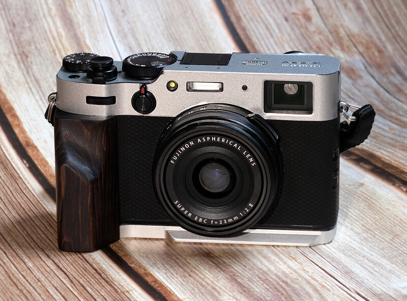 Handmade Wood L Hand Grip with Alloy Baseplate for Fujifilm X100V