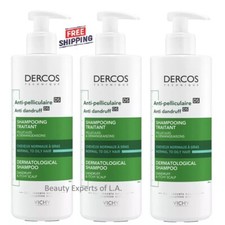 3 PACK Vichy Dercos Anti-Dandruff Shampoo Normal To Oily Hair 13.2oz / 390ml