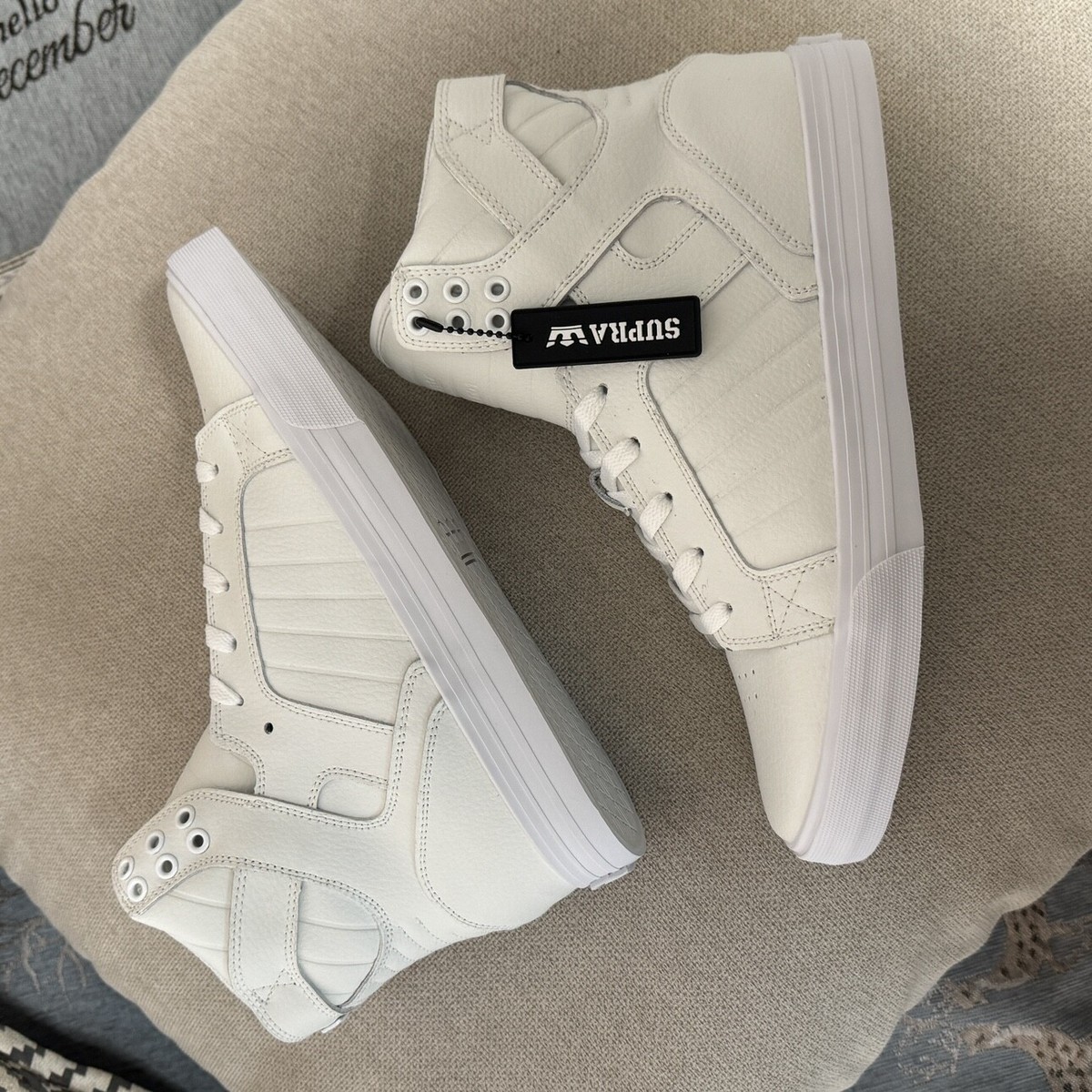 Supra Skytop Men's white Lychee Texture Leather High Top