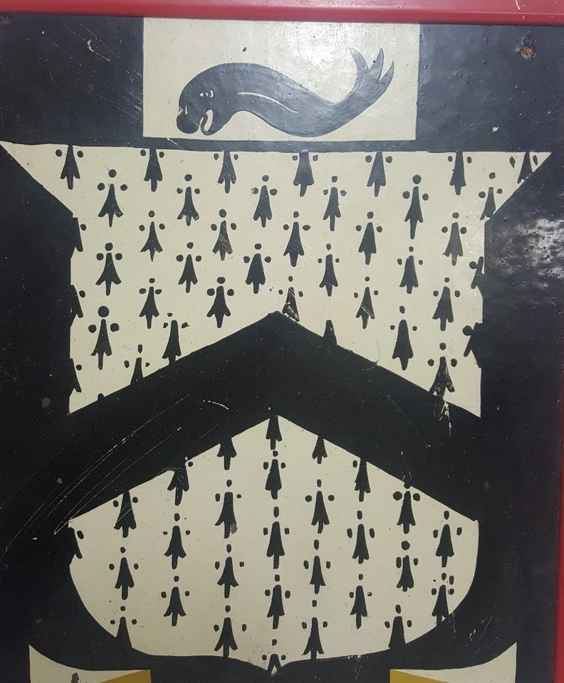 Vintage HAND PAINTED COAT OF ARMS FRENCH Surname Latin Motto Heraldic Crest - Image 2 of 4