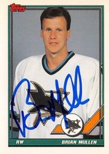 Brian Mullen autographed Hockey Card (San Jose Sharks, 67) 1991 Topps #129