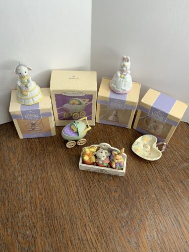 Hallmark Easter Set 5 Vintage Ornaments Lamb Flowerpot Friends Bell Bunny Rabbit - Picture 2 of 17
