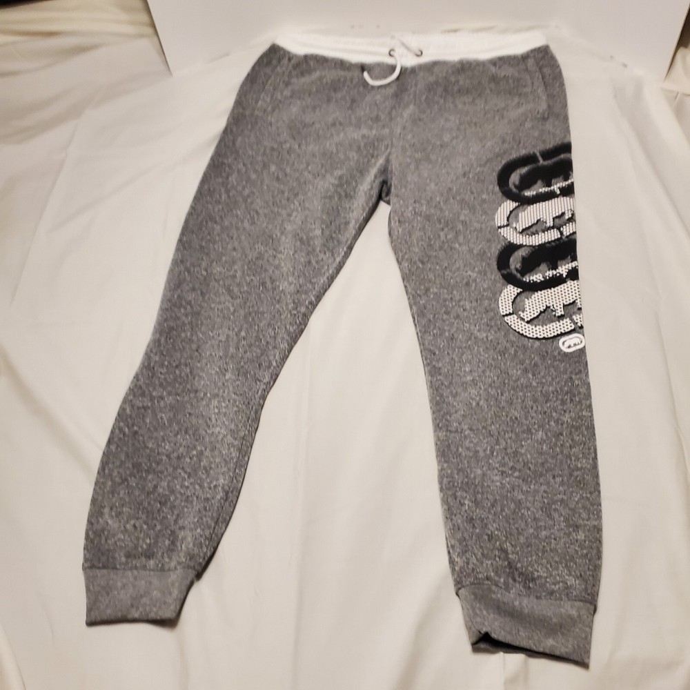 Ecko Unltd Men 2XL Grey Drawstring Joggers Quad It Up Style 21x42
