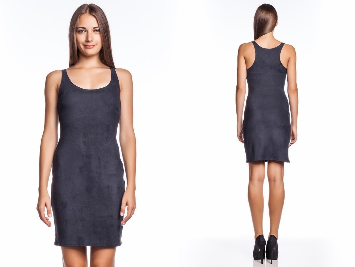 Halston Heritage Sleeveless Fitted Ultra suede Tank Dress Mini NEW