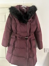Burgundy, Jasper Conran, Thick Winter Coat With A Zipper And A Buckle, size 16