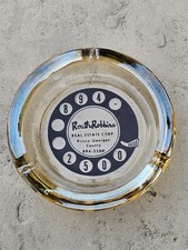 1950s Glass ASHTRAY Sign Dial Rotary Phone Amber Roth Robbins Real Estate